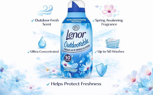 Lenor Outdoorable Fabric Conditioner | Spring Awakening | Ultra Concentrated formula | 50 Washes | 3 x 700ml Bundle
