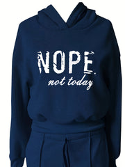 Women'S Two-Piece Casual Outfit, Featuring a Warm Hooded Sweatshirt with Letter Patterns