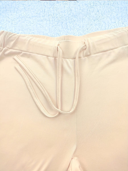 European and American Spring/Summer New Fashion Women's Bottoms: Flared Straight-Leg Pants with Classic English Text Print, Daily Casual Butt-Lifting Peach Butt Long Pants, Three-Piece Set