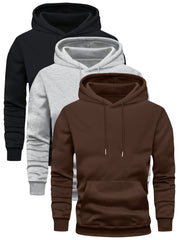 3 Counts Hooded Sweatshirt Men'S Light Version New Fleece Men'S Casual Versatile Fashion Trendy Brand Pullover Hoodie Mixed 3pcs Set