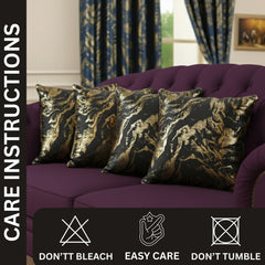 Set of 4 Marble Style Cushions Filled, Soft Decorative Pillows for Sofa, Couch, Bed & Living Room, Modern Gold Marble Pattern Accent for Home Décor