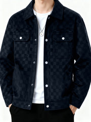Men's Collared Shirt Thin Jacket Coat Casual Versatile Trendy High-End Workwear Top Checkered Spring/Autumn Shirt Jacket No Lining