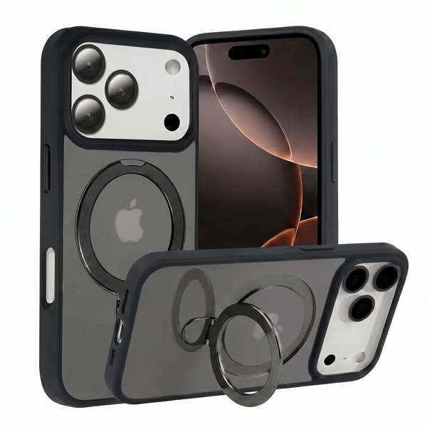 TECH SENSE Magnetic Case for iPhone with Stand, Compatible with MagSafe, Foldable Stand, Full Camera Lens Protection, Scratch-Resistant Translucent Matte Shockproof Phone Cover