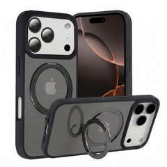TECH SENSE Magnetic Case for iPhone with Stand, Compatible with MagSafe, Foldable Stand, Full Camera Lens Protection, Scratch-Resistant Translucent Matte Shockproof Phone Cover