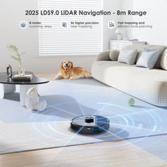 Lubluelu SL60 MAX Robot Vacuum Features a 2.5L Self-Emptying Station, Providing 60 Days of Hands-Free Cleaning. It Boasts a Powerful 4500 Pa Suction, Functions As Both a Vacuum Cleaner And Mop, Includes 24 No-Go Zones