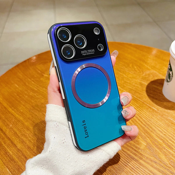 Phone Case - High-End Gradient Color Magnetic Glass Phone Case for Large Windows, Compatible with Iphone 17, 16, And 15 Pro Max, Featuring Wireless Charging And Complete Shock Resistance