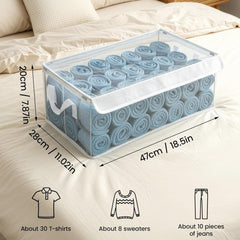 10-Pack Large Transparent Storage Boxes with Lids, PVC Foldable Organiser Containers for Clothes, Towels, Bedding & Wardrobe Storage