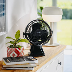 Desk fan with clip, rechargeable, 15.5 cm, 360° rotation, USB-C, Adler