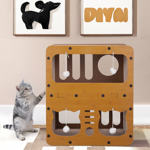 Cardboard Cat Scratchers, Cat Scratching Board, Double Layer Cat Scratch Box, Cat Hideaway, Corrugated Cat Toy Box for Indoor, for Indoor Cats & Small Animals 45*28*51cm