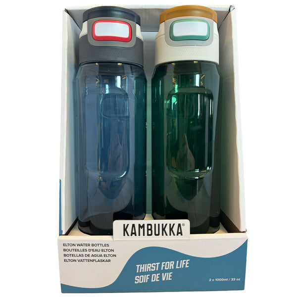 Kambukka Elton 1L Tritan Water Bottle, 2 Pack
