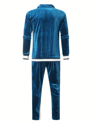 Men'S Velour Tracksuit Sweatsuit Set Jogging Suits Full Zip Casual Jackets Pants 2pcs Outfit Athletic Workout