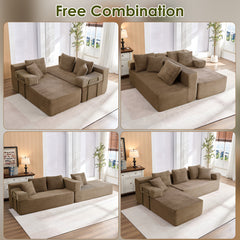 ROXGOX L-Shaped Sectional Sofa with Reversible Chaise, Left or Right Facing Modular Couch, No Assembly Required, Perfect for Small Apartment, Black Borwn Grey
