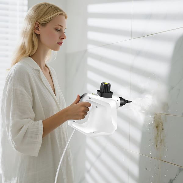 Steam Cleaner Handheld, Steamer for Cleaning, 2.5m Power Cord, Steam Gun, Multi-Purpose Steamer with 7 Accessory Kit for Sofa, Kitchen, Tile, Curtains, Carpets, Window (White)