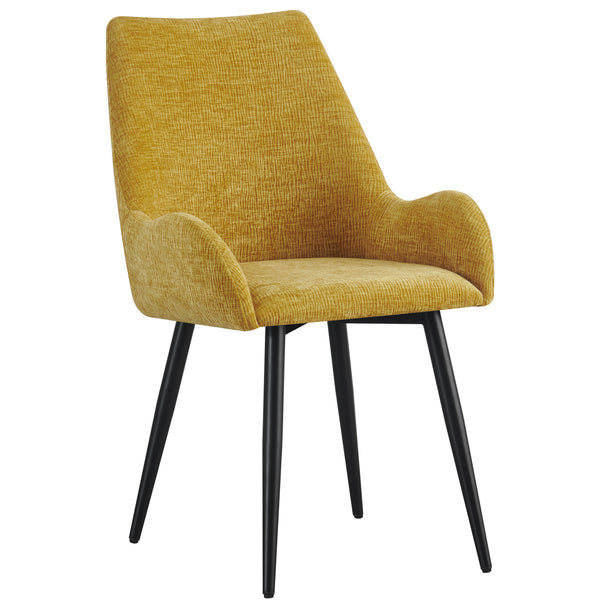 MOF Set of 4 Dining Chairs with Armrests - Mid-Century Upholstered Dining Chairs with Soft Cushioned Seat & Black Metal Legs for Dining Room, Living Room, Kitchen or Vanity Chair