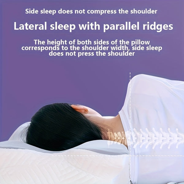 1pc Slow Rebound Cervical Pillow, Ergonomic Neck Contour Support for Side Sleep, Machine Washable Cool Soft Pillow Cover