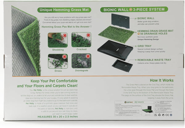 Hompet Dog Toilet Indoor Puppy Training Pad, Dog Potty Pet Training Grass Mat, Removable Waste Tray for Easier Clean Up, Non-Toxic Artificial Turf, (76×51 Cm)