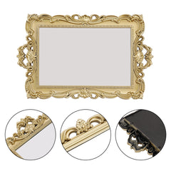 Luxury and Retro Style Bathroom Mirror Tray, Decorative Tray for Bathroom, Plastic Tray for Bathroom Countertop, Cosmetic and Jewelry Storage Tray, Golden Square Tray