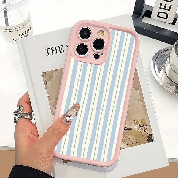 Phone Case: Phone Case - Protect Your Phone with a Soft Pink Case Featuring a Blue And White Striped Pattern, UV Printed. for iPhone 17 Air/16/15/14/13/12/11/Plus/Pro/Pro Max and Galaxy S, A Series/XIAOMI/MOTO/PIXEL.Gift for Friends, Boys