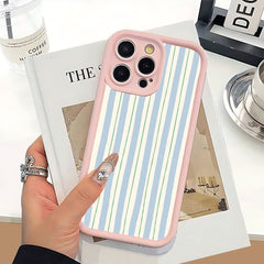Phone Case: Phone Case - Protect Your Phone with a Soft Pink Case Featuring a Blue And White Striped Pattern, UV Printed. for iPhone 17 Air/16/15/14/13/12/11/Plus/Pro/Pro Max and Galaxy S, A Series/XIAOMI/MOTO/PIXEL.Gift for Friends, Boys