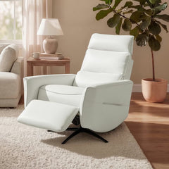 Aiden & Ivy Spencer Cream Leather Manual Reclining Chair