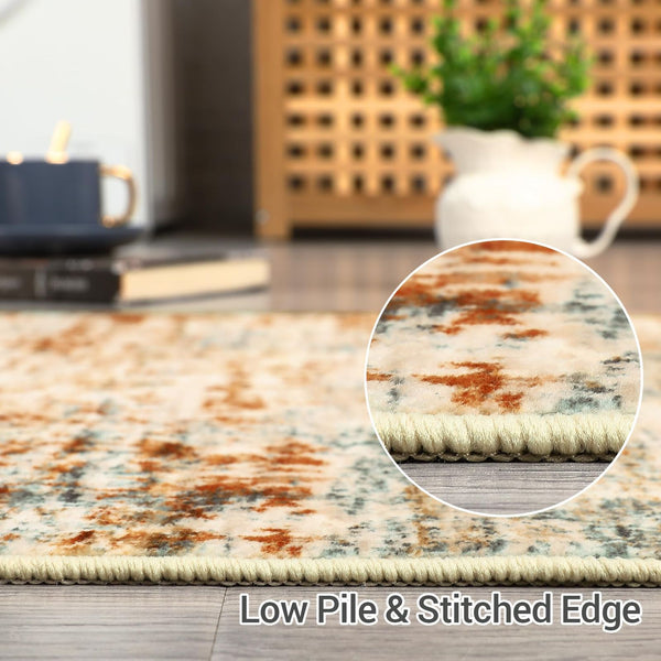 Contemporary Abstract Area Rug, Machine Washable And Non-Shedding, Soft Low Pile Design for Kitchen, Living Room, Hallway, And Laundry Room