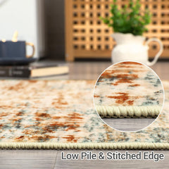 Contemporary Abstract Area Rug, Machine Washable And Non-Shedding, Soft Low Pile Design for Kitchen, Living Room, Hallway, And Laundry Room