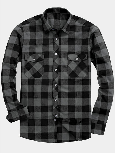 Men's 3pcs Fashion Casual Flannel Plaid Shirts for All Seasons