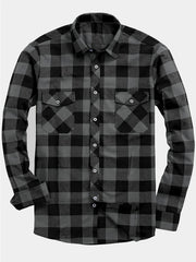 Men's 3pcs Fashion Casual Flannel Plaid Shirts for All Seasons