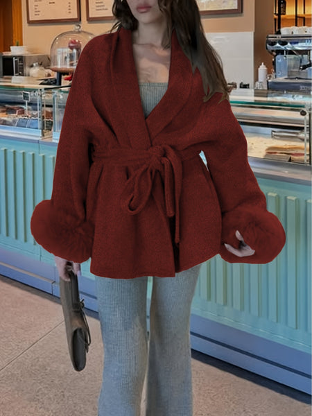 New Autumn/Winter Sophisticated Style Tie-Strap Coat for Women, Elegant and High-End, Overcoat