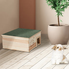 Wooden Hedgehog House: Hedgehog Hamster Habitat Shelter House Garden Nature Hibernation Feeding Box with Removable Roof