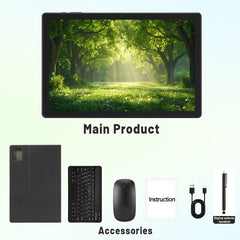 Tablet Computer, 10.1 Inches, Equipped with The Latest Android 15 System, Maximum Expandable 1TB Storage, 8GB RAM (4GB+4GB Expandable), 64GB ROM, Equipped with Keyboard, Mouse, Stylus and Protective Case, Stylus Color Random, 5000mAh Battery