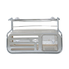1pc Multifunctional Knife Rack with Draining Tray, Integrated Storage Rack for Cutlery, Countertop Kitchen Organizer for Knives, Chopsticks, Cutting Boards, Utensils, Chopping Boards, Pot Lids & More, Durable Space-Saving Kitchen Storage Holder, Heavy-Dut