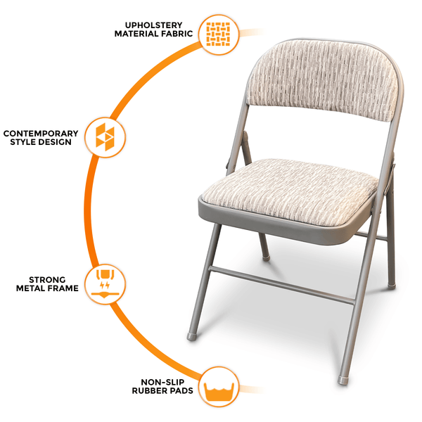 Deluxe Fabric Padded with Heavy Duty Steel Metal Frame Folding Back Rest Chair for Home Garden Office Computer Desk