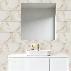 10pcs 3D Marble Wall Tiles Wallpaper, PVC Peel & Stick, Self-Adhesive Wall Stickers Wall Stickers, Golden/Grey Marble Pattern - Home Decoration Wall Stickers, Easy to Clean And Cut, Suitable for Renovation of Bathrooms, Living Rooms, Kitchens, Bedrooms