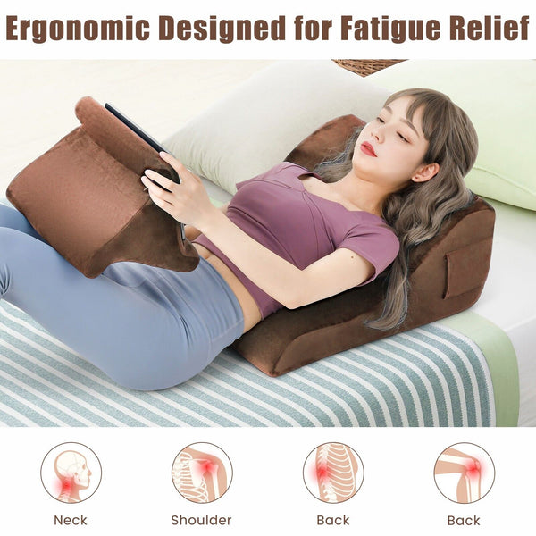 COSTWAY Wedge Pillow Set, Bed Wedge Pillow with Tablet Pillow Stand, High Resilience Foam, Side Pockets, Smooth Zipper, Soft Wedge Pillow for Neck, Shoulder, and Back Pain Relief Bedroom Furniture Bedroom Accessories Furniture for Home From LOCAL WAREHOUS