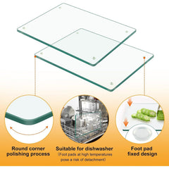 2 Pack of 40 * 30cm Safe Hygienic Glass Chopping Board, Worktop Savers，Clear Chopping Board Glass Tray for Kitchen Counter