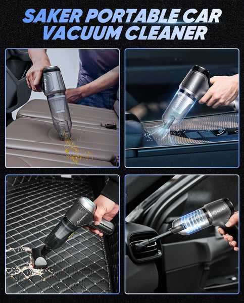 Saker Car Vacuum Cleaner Cordless,Handheld Vacuum Cleaner Type C,Mini Portable Vacuum with Brushless Motor 15000PA Powerful for Car,Keyboard,Office and Home Cleaning