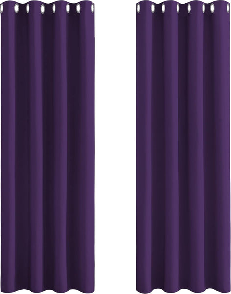 PONY DANCE Grey Blackout Thermal Insulated Curtains for Bedroom, 46 X 54 Inch Short Eyelet Curtains & Drapes, Soft Black Out 2 Panels for Window Living Room/Kitchen