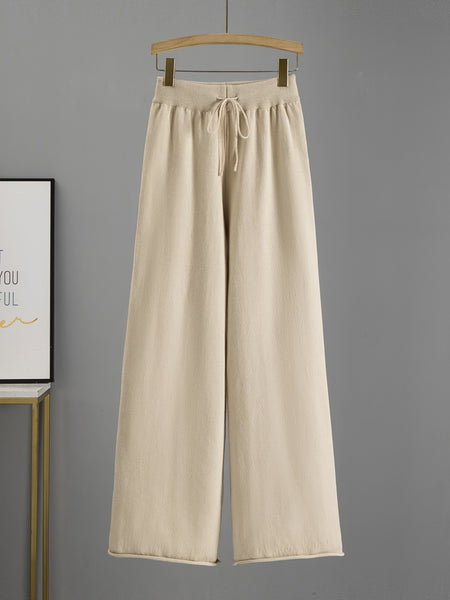 Directional Elegant New Fashion Casual Suit Pants Women'S Loose Sweater Wide Leg Pants Long Trousers Two-Piece Set
