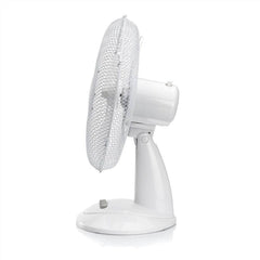 12” Portable Desk Fan – 3-Speed Table Fan with 90° Oscillation, Adjustable Tilt Head & Quiet Operation – Compact Air Circulator for Bedroom, Office, or Home (White)