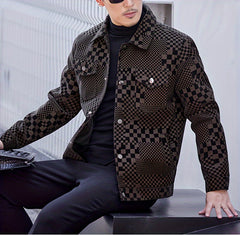 Men's Checkered Jacket with Lapel