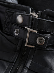 2907 Cross-Border New Double-Zipper Hooded Faux Leather Jacket Men'S Casual Fashion Motorcycle Jacket Men'S Korean Version Trendy Solid Color Coat Men