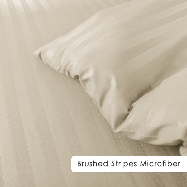 Premium Hotel Quality Satin Stripe Duvet Cover Set Double with Pillowcases | Reversible Soft Quilt Bedding | Easy Care Breathable Luxury Quilt Cover