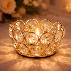 10 Pack Iron Crystal Candle Holders, Bowl-Shaped Decorative Tealight Holders for Table, Wedding, Party & Home Décor