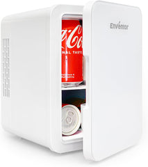 Enventor Mini Fridge 4 Litre, 6 Can Mini Fridges for Bedrooms, AC+12V DC Power Cooler & Warmer, Portable Small Fridge for Car, Travel, Home/Skincare, Makeup, Cosmetics/Drinks, Fruit, Food, Black