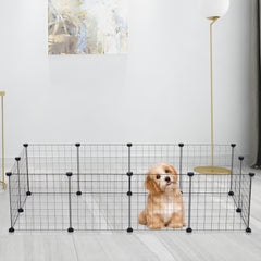 Pet Playpen Metal Wire Fence 12 Panel Enclosure Indoor Outdoor Guinea Pig Rabbit Small Animals Cage, Dog Playpen, Cat Playpen, Small Animal Playpen, Pet Playpen, Dog Fence for Puppy, Rabbit, Kitten, Hamster, Guinea Pig, Turtle, Hedgehog, 24 Plastic Buckle