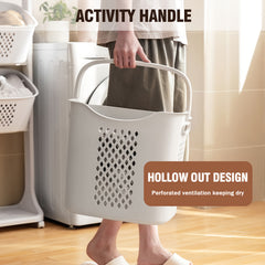 2-Tier/4-Tier Rolling Laundry Cart with Removable Baskets - Heavy-Duty Plastic Frame & Wheeled Hamper Organizer, Modern Bathroom Storage Cart Suitable for,, Dorm, Hotel - Space-Saving Clothes Sorting System, Laundry Baskets