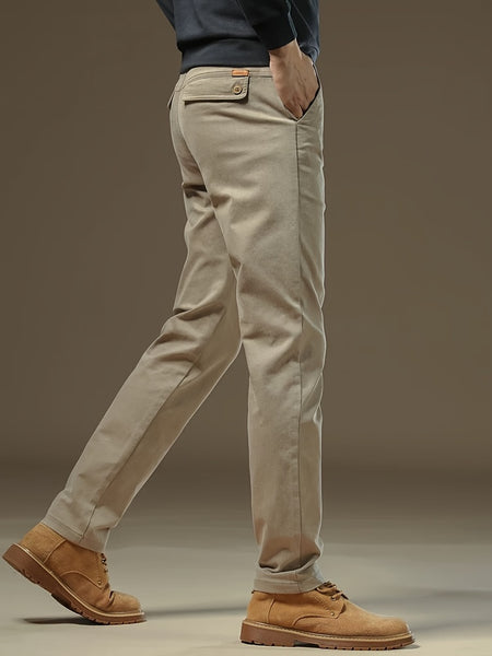 Men's Bedford Classic Fit Stretch Khaki Dress Pants, Casual Trousers, Suitable for Business Occasions, Daily Wear, and Outings in Spring and Autumn