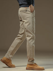 Men's Bedford Classic Fit Stretch Khaki Dress Pants, Casual Trousers, Suitable for Business Occasions, Daily Wear, and Outings in Spring and Autumn