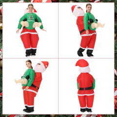 Poptrend Inflatable Santa Costume for Adult Kids, Christmas Inflatable Blow up Claus Costume Cosplay Party Halloween Christmas Suit Xmas Costume Fancy Dress